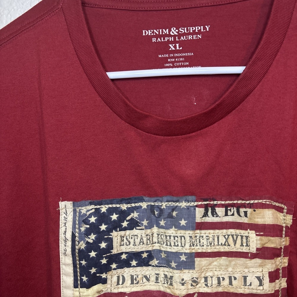 Denim Supply Ralph Lauren Distressed American Flag T-Shirt XL Single‎ Stitch - Picture 4 of 16
